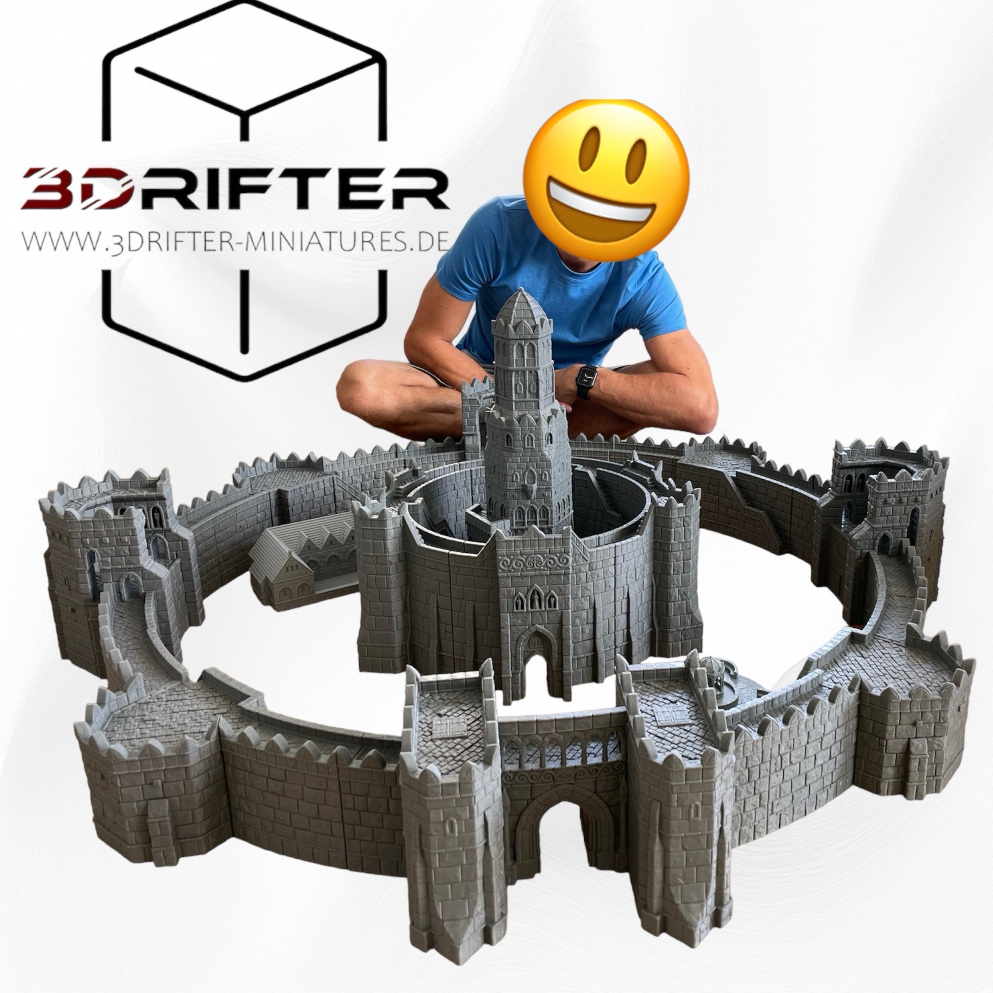 Product photo Tabletop 28mm The Printing Goes Ever On (TPGEO) 0: Huge Fortress - Ivory City modular castle - Kingdom of Gonthan - Gate, Wall, Tower, Citadel
