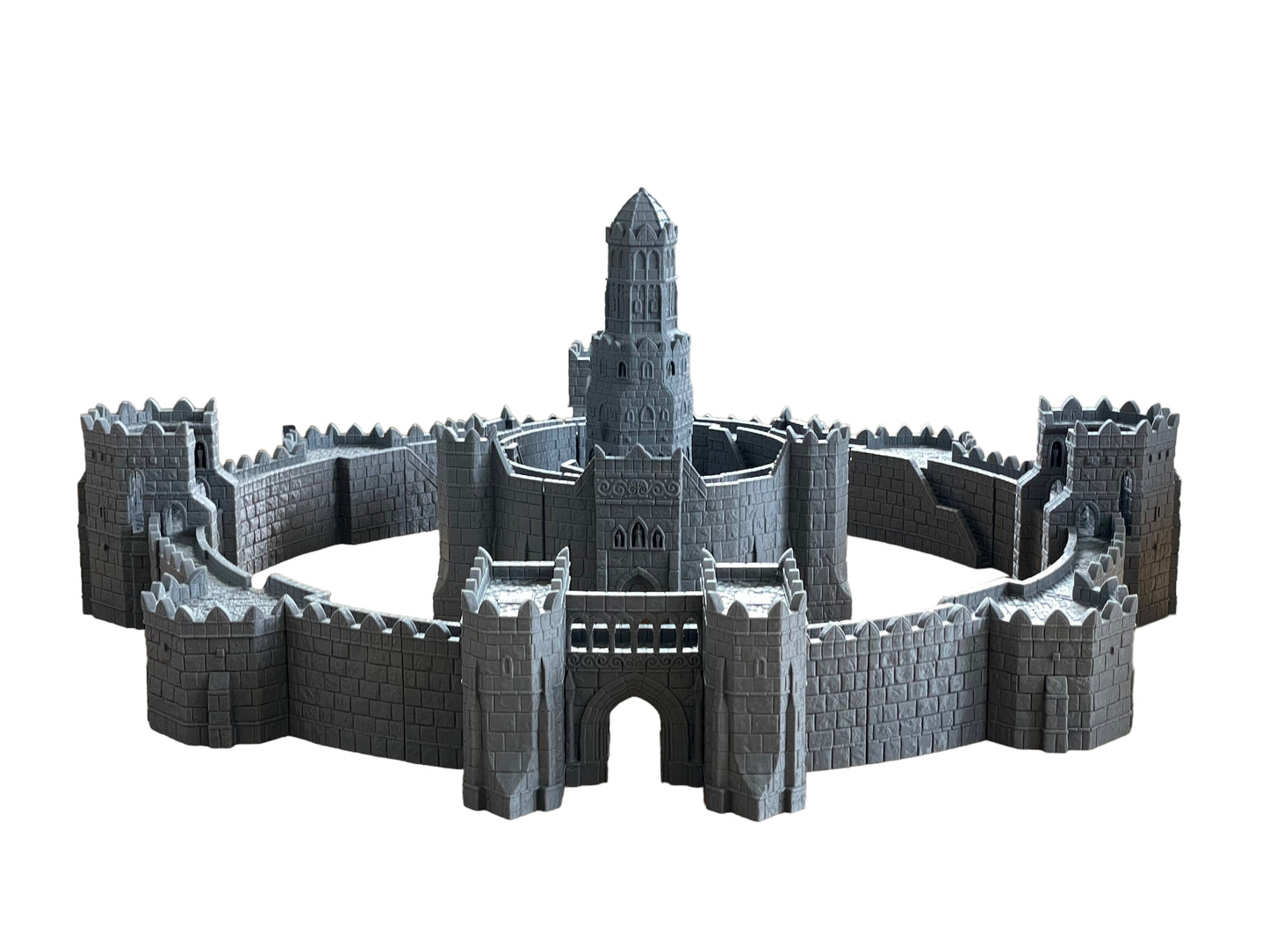 Product photo Tabletop 28mm The Printing Goes Ever On (TPGEO) 0: Huge Fortress - Ivory City modular castle - Kingdom of Gonthan - Gate, Wall, Tower, Citadel
