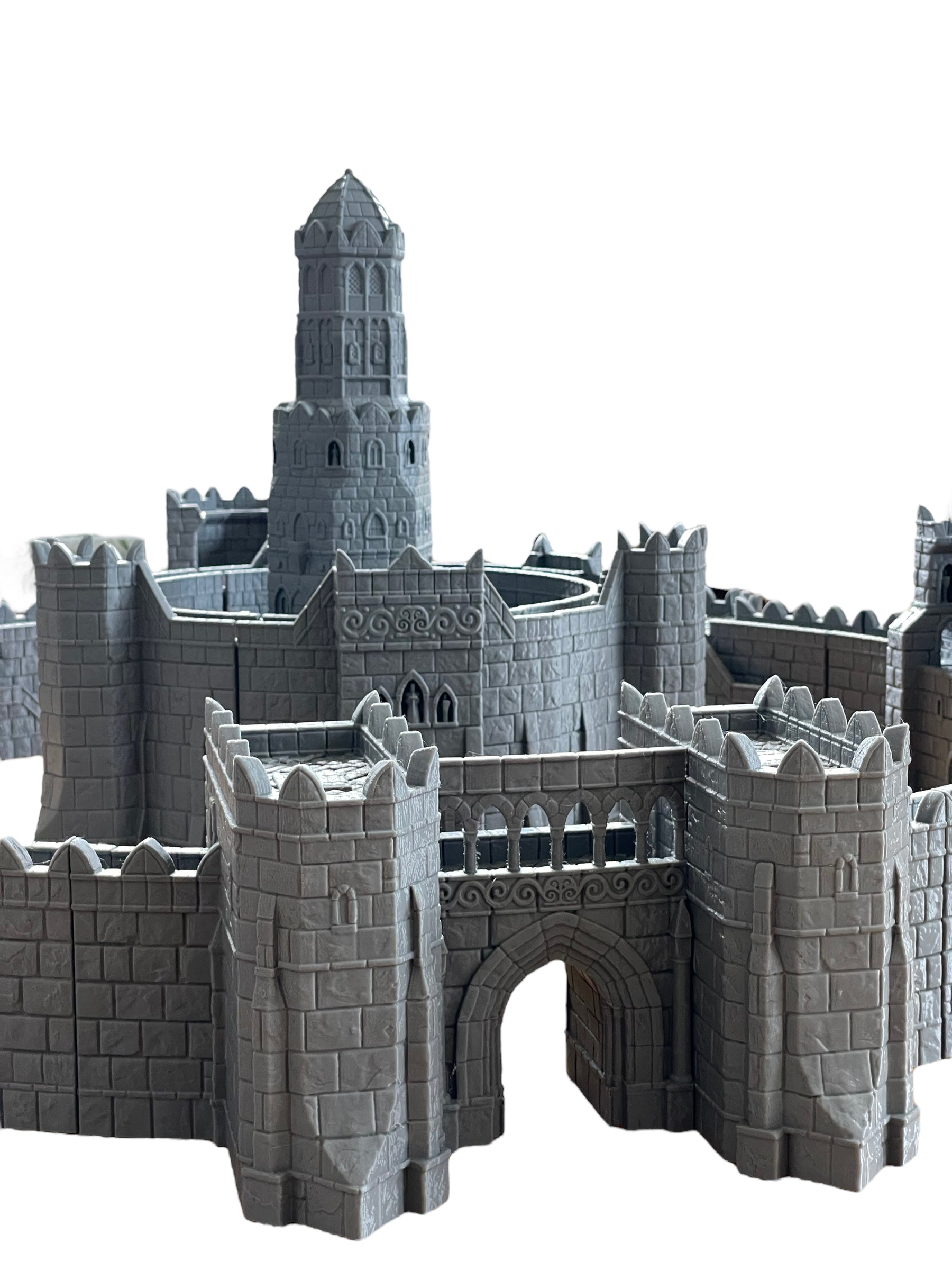 Product photo Tabletop 28mm The Printing Goes Ever On (TPGEO) 0: Huge Fortress - Ivory City modular castle - Kingdom of Gonthan - Gate, Wall, Tower, Citadel