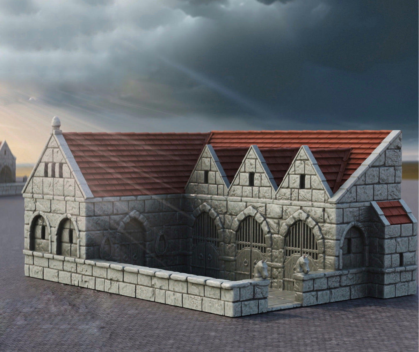 Product photo Tabletop 28mm The Printing Goes Ever On (TPGEO) 0: Stables Ivory City - Kingdom of Gonthan - Tabletop Terrain