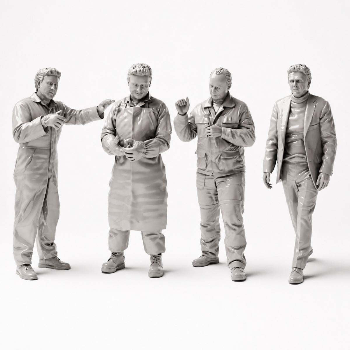 Diorama model-making product photo 0: Car Paint Shop and Body Shop figure set (No. S48) - 4 figures