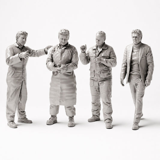 Diorama model-making product photo 0: Car Paint Shop and Body Shop figure set (No. S48) - 4 figures
