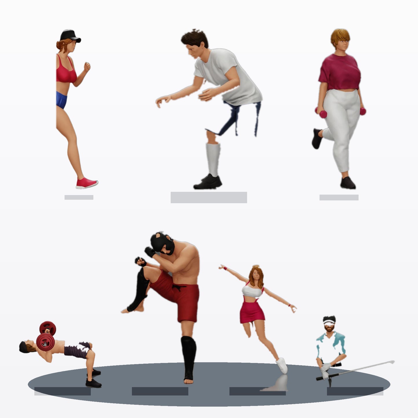 Diorama Modellbau Produktfoto 0: Diorama Figuren-Set: Sport, Fitness und Training (Nr. S91)