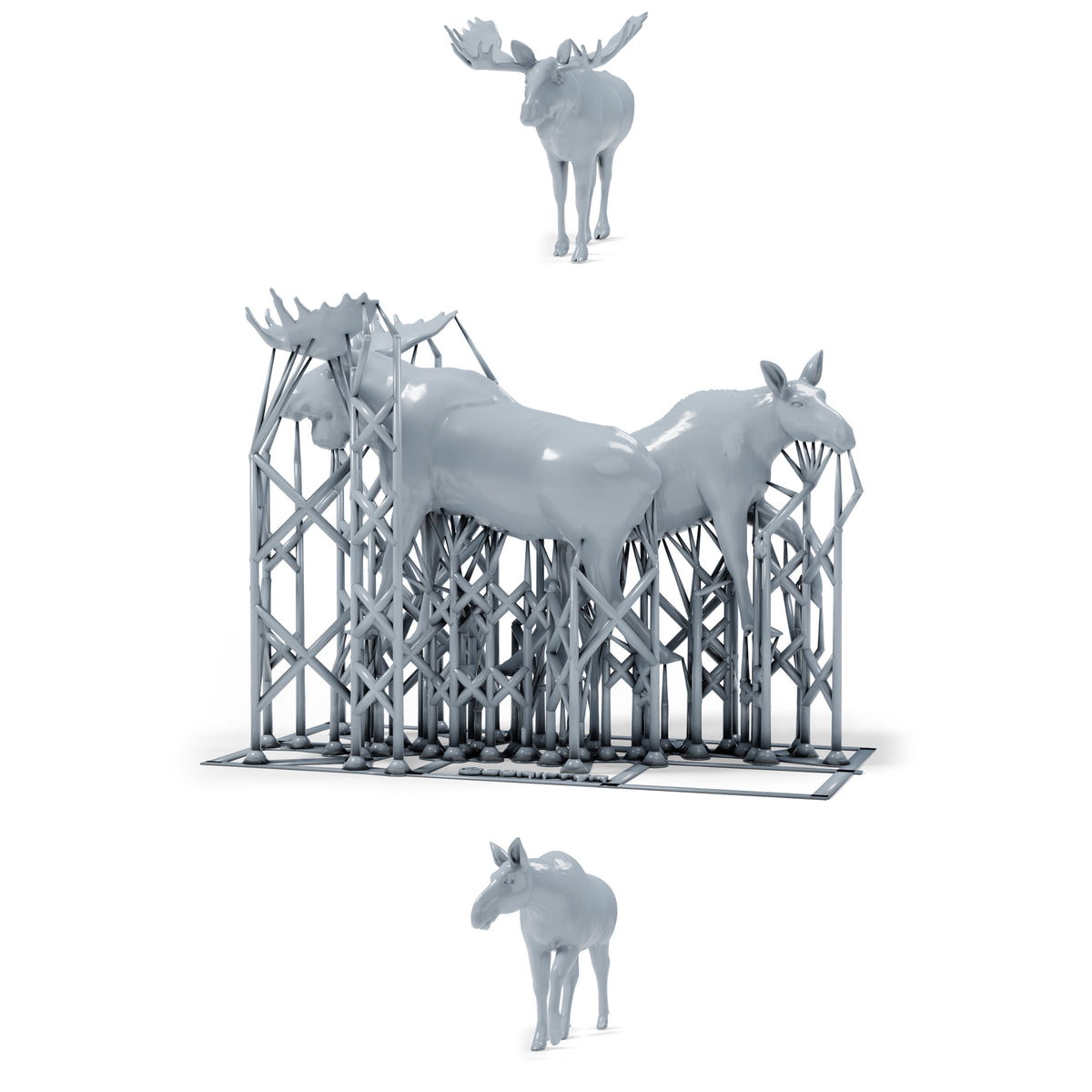 Diorama model-making product photo 0: Wildlife diorama miniature: bull moose and cow moose (h0_48)