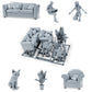 Diorama Modellbau Produktfoto 0: Diorama Miniatur Wohnzimmer: Sitzmöbel mit Leser, Frau, Katze und Topfpflanze (h0_37)