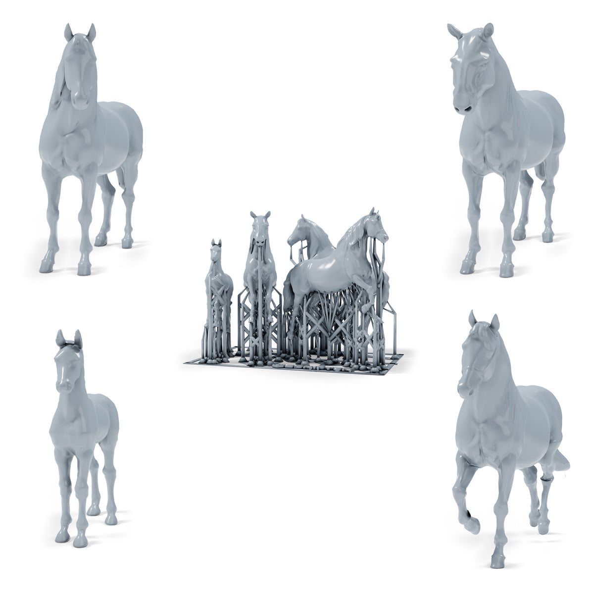 Diorama model-making product photo 0: Diorama miniature horses: Three horses and a foal (h0_54)