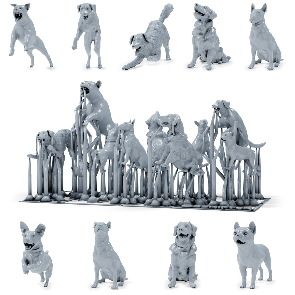 Diorama modeling product photo 0: Diorama miniature dogs: Nine dogs of different breeds and poses (h0_52)