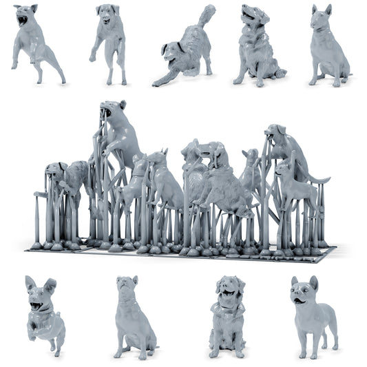Diorama modeling product photo 0: Diorama miniature dogs: Nine dogs of different breeds and poses (h0_52)
