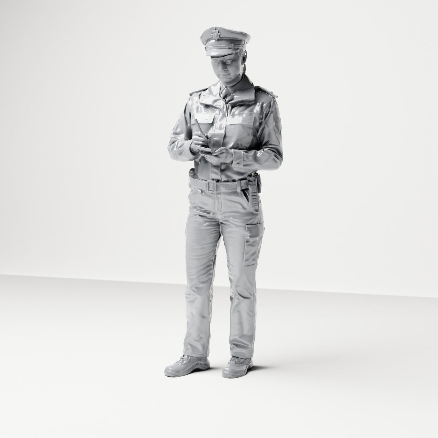 Diorama model building product photo 0: Standing figure: German police officer with service cap and handheld device (B017)