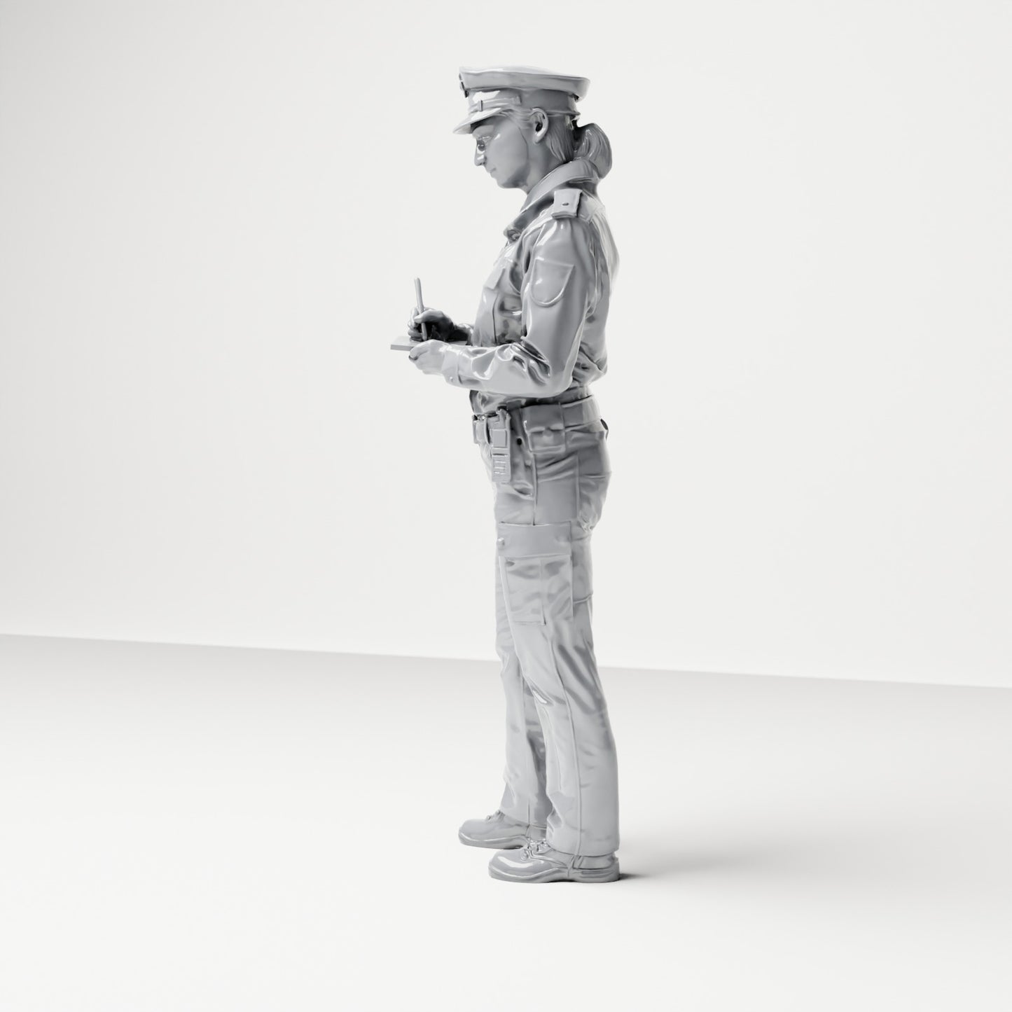 Diorama model building product photo 1: Standing figure: German policeman with service cap and handheld device (B017)
