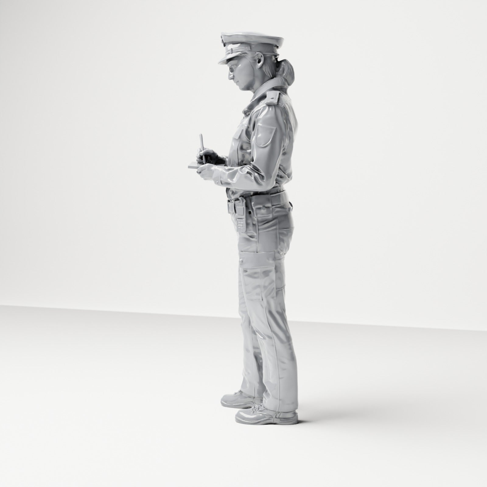 Diorama model building product photo 1: Standing figure: German policeman with service cap and handheld device (B017)
