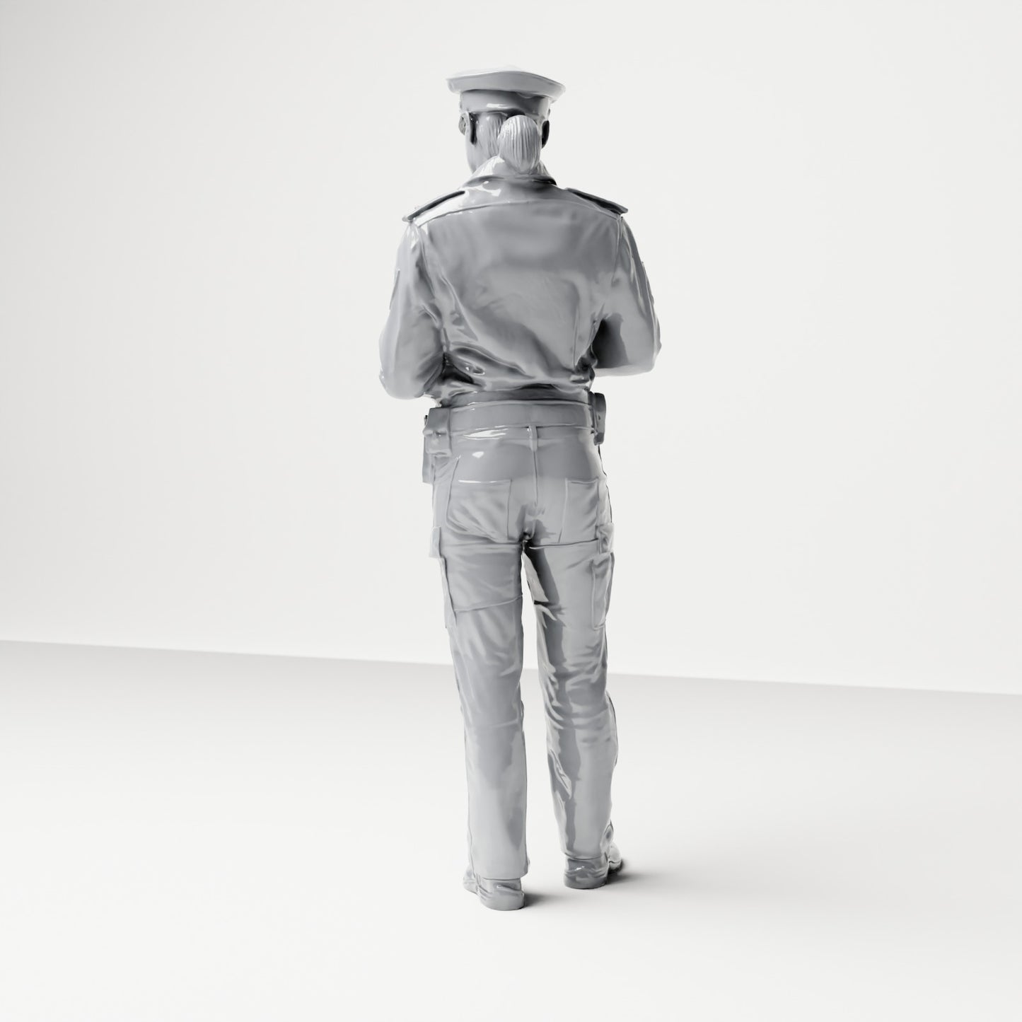 Diorama model building product photo 2: Standing figure: German police officer with service cap and handheld device (B017)