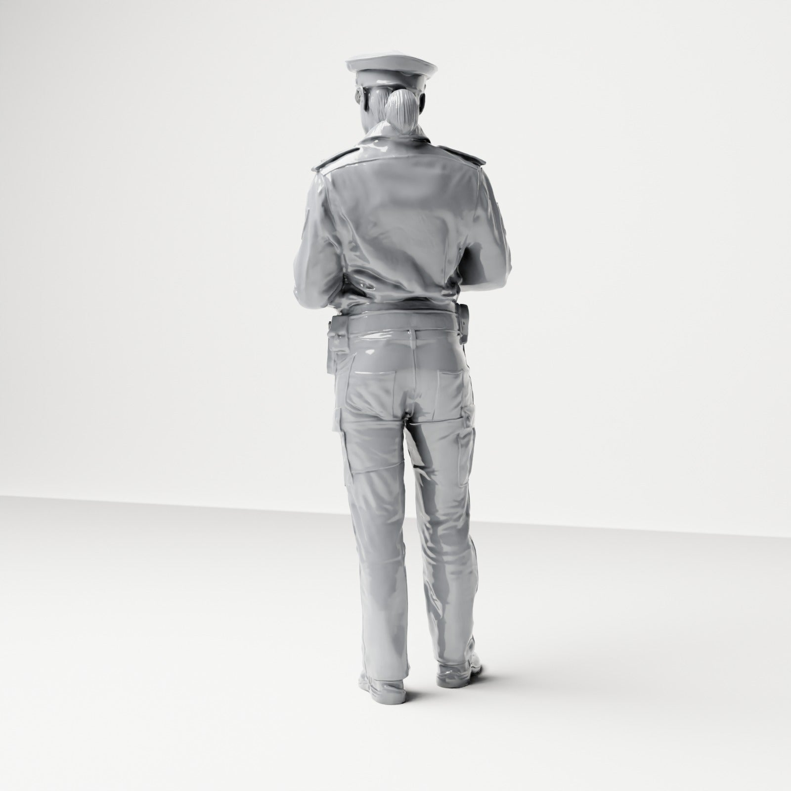 Diorama model building product photo 2: Standing figure: German police officer with service cap and handheld device (B017)