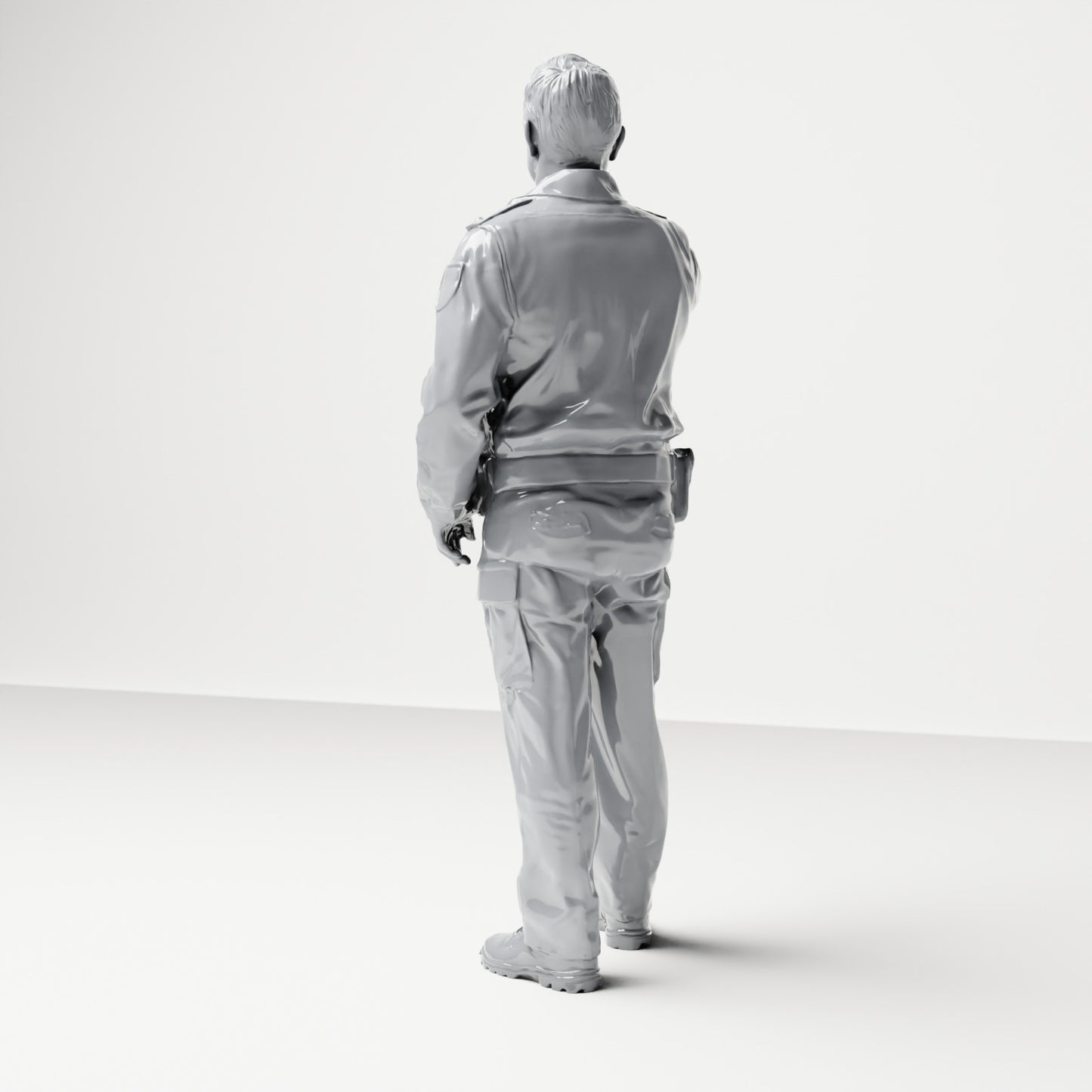 Diorama model building product photo 2: Standing figure: German police officer in uniform with stop gesture & equipment belt (B018)