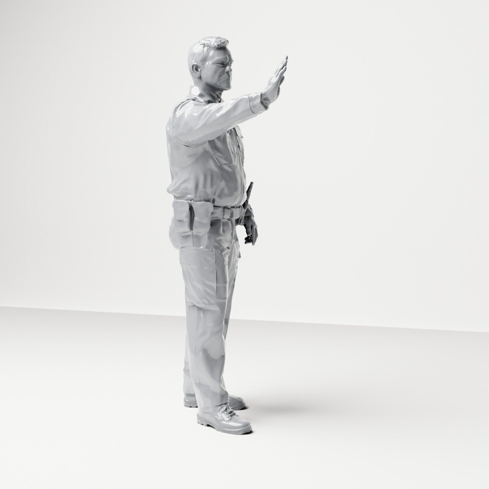 Diorama model building product photo 3: Standing figure: German police officer in uniform with stop gesture & equipment belt (B018)