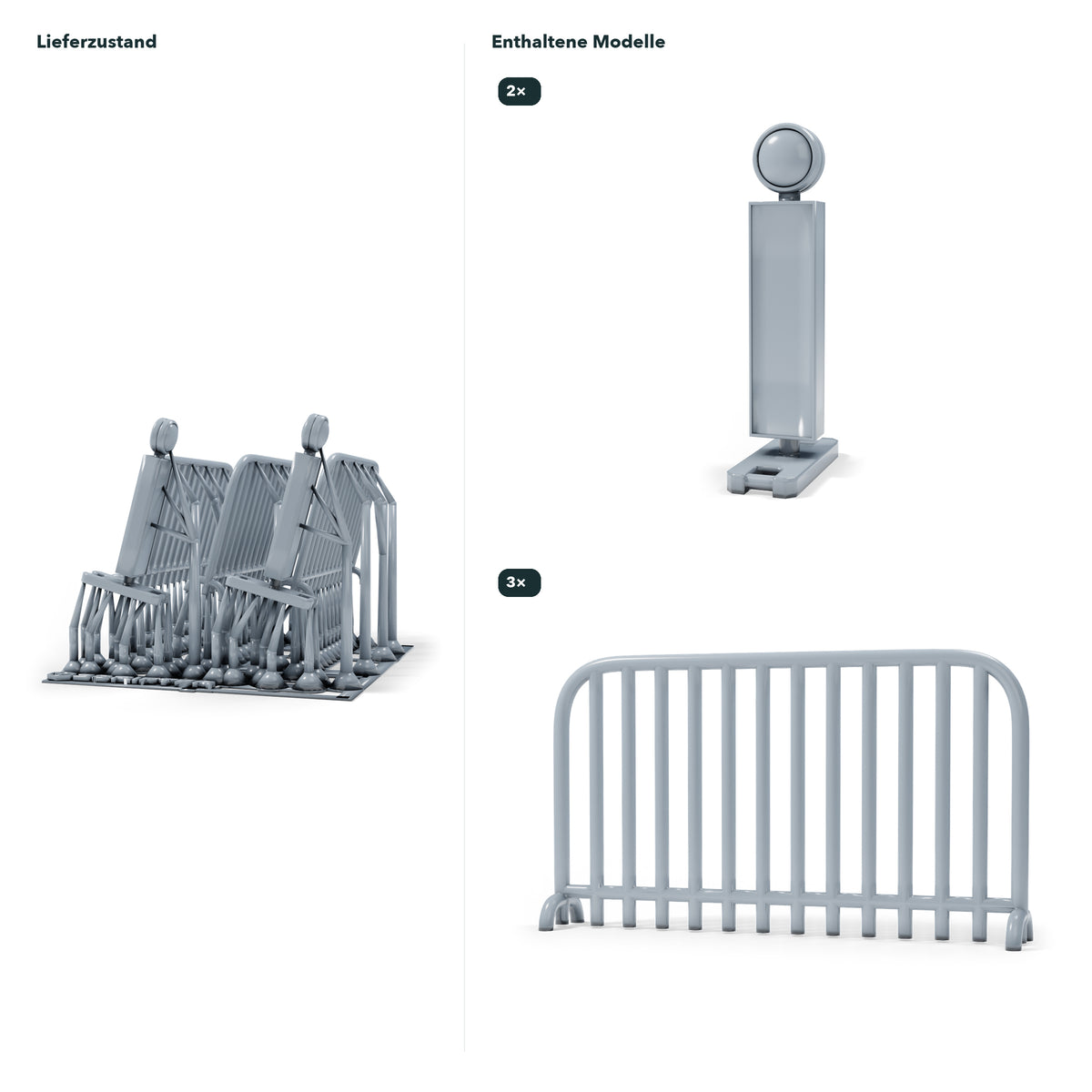 Diorama model-making product photo 1: Diorama miniature construction site: crowd barriers and warning bollards (h0_46)