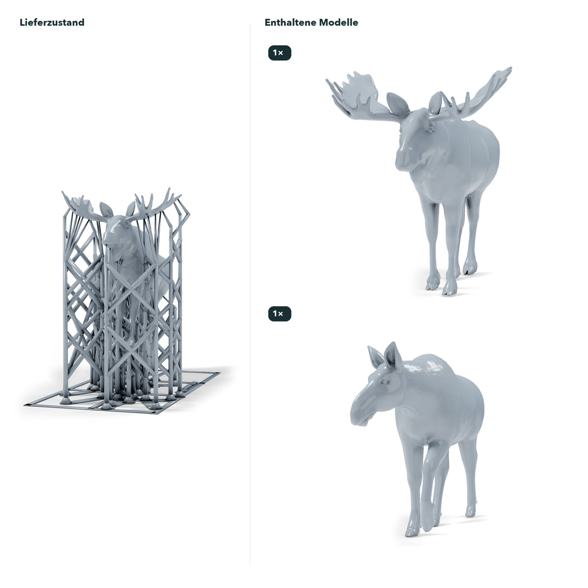 Diorama modeling product photo 1: Diorama miniature wildlife: Bull moose and cow moose (h0_48)