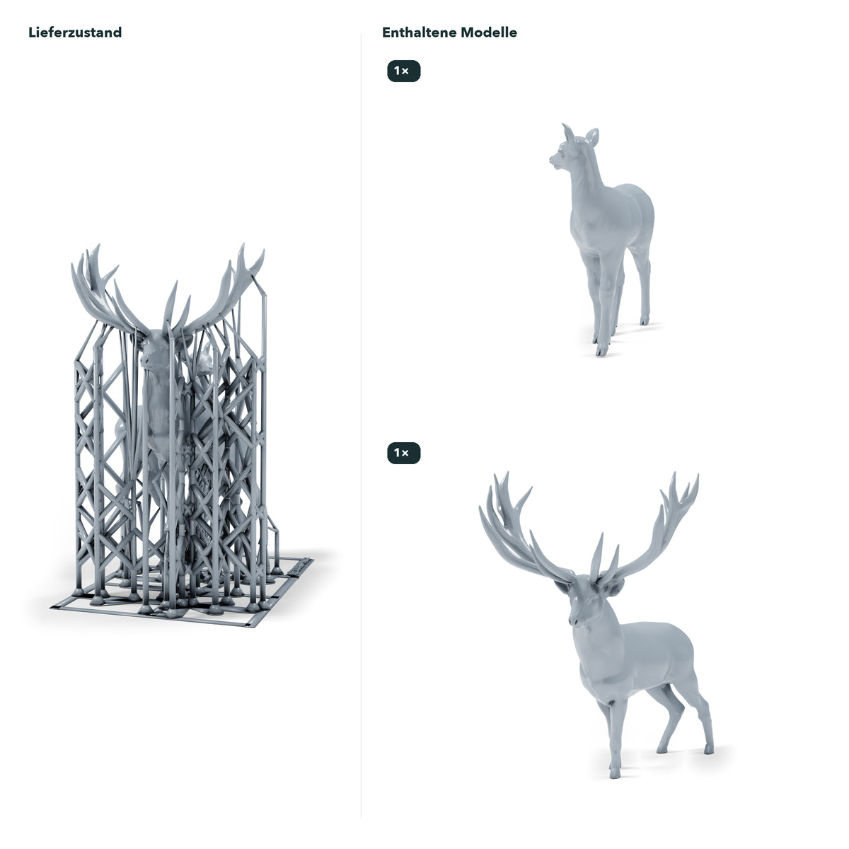 Diorama modeling product photo 1: Diorama miniature wildlife: stag and doe (h0_47)