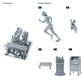 Diorama Modellbau Produktfoto 1: Diorama Figuren Set: Läuferin mit Hund, Parkbank und Stadtzubehör (h0_40)