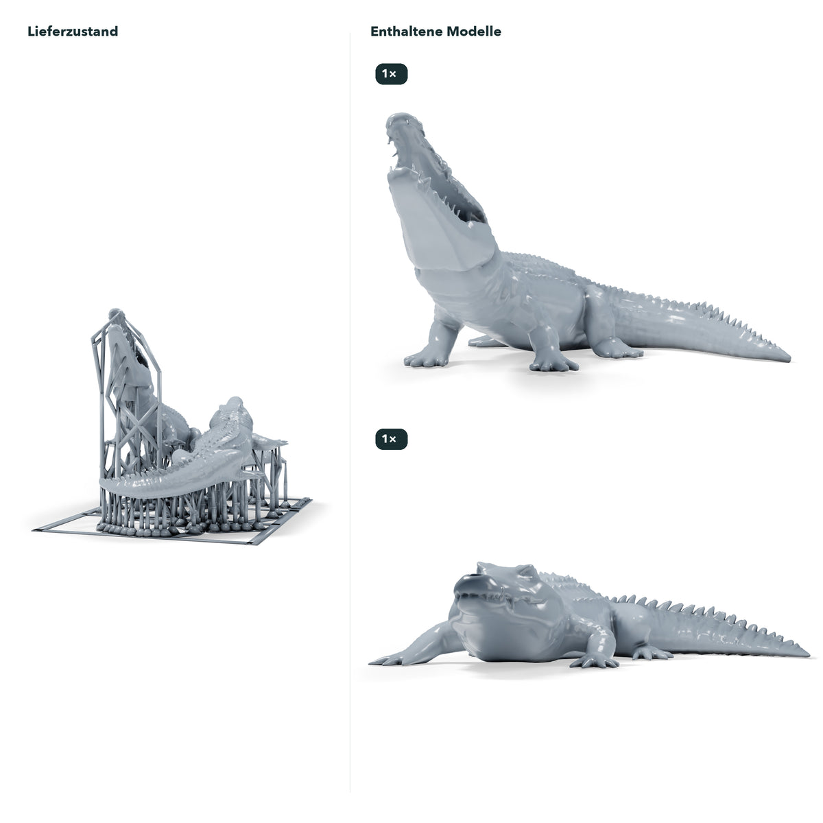 Diorama modeling product photo 1: Diorama miniature reptiles: Two crocodiles in different poses (h0_49)