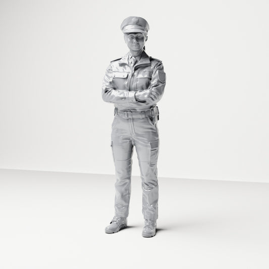 Diorama model building product photo 0: Standing figure: Policeman with service cap & crossed arms (B021)