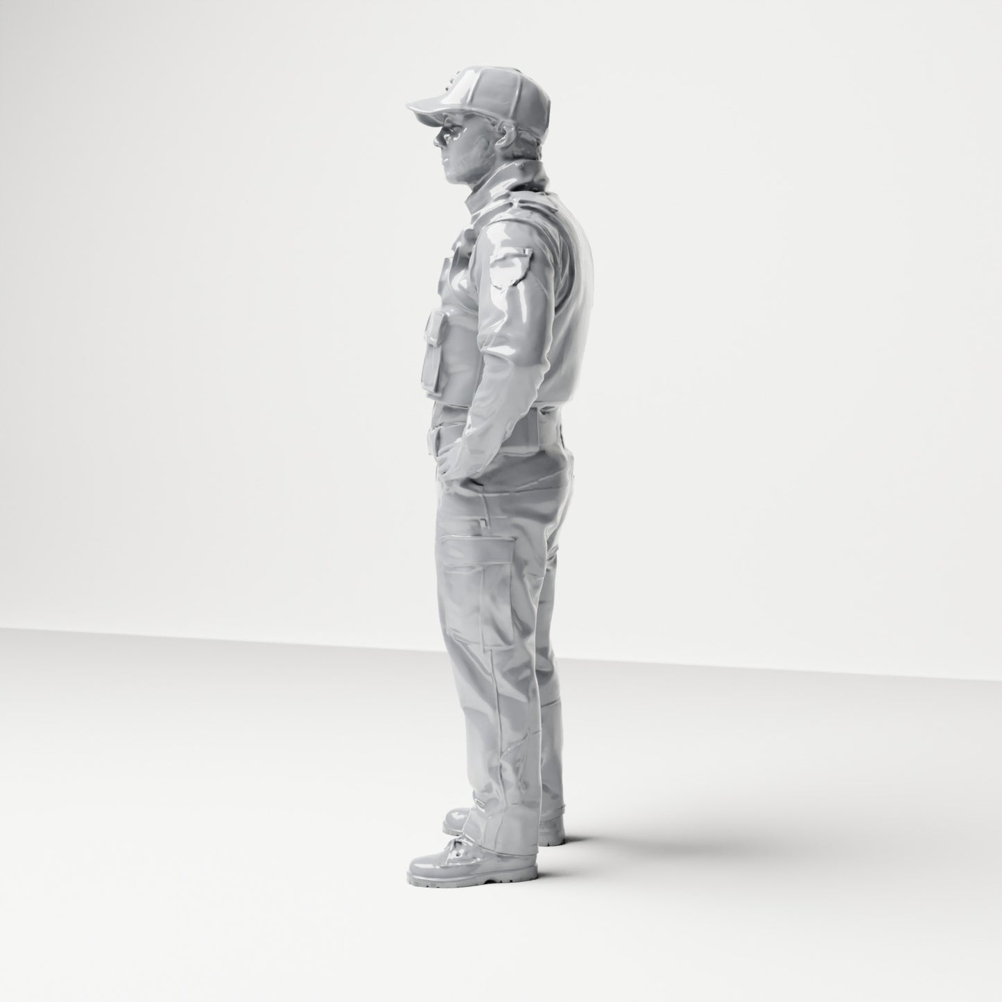 Diorama model building product photo 1: Standing figure: Policeman with cap & bulletproof vest (B022)