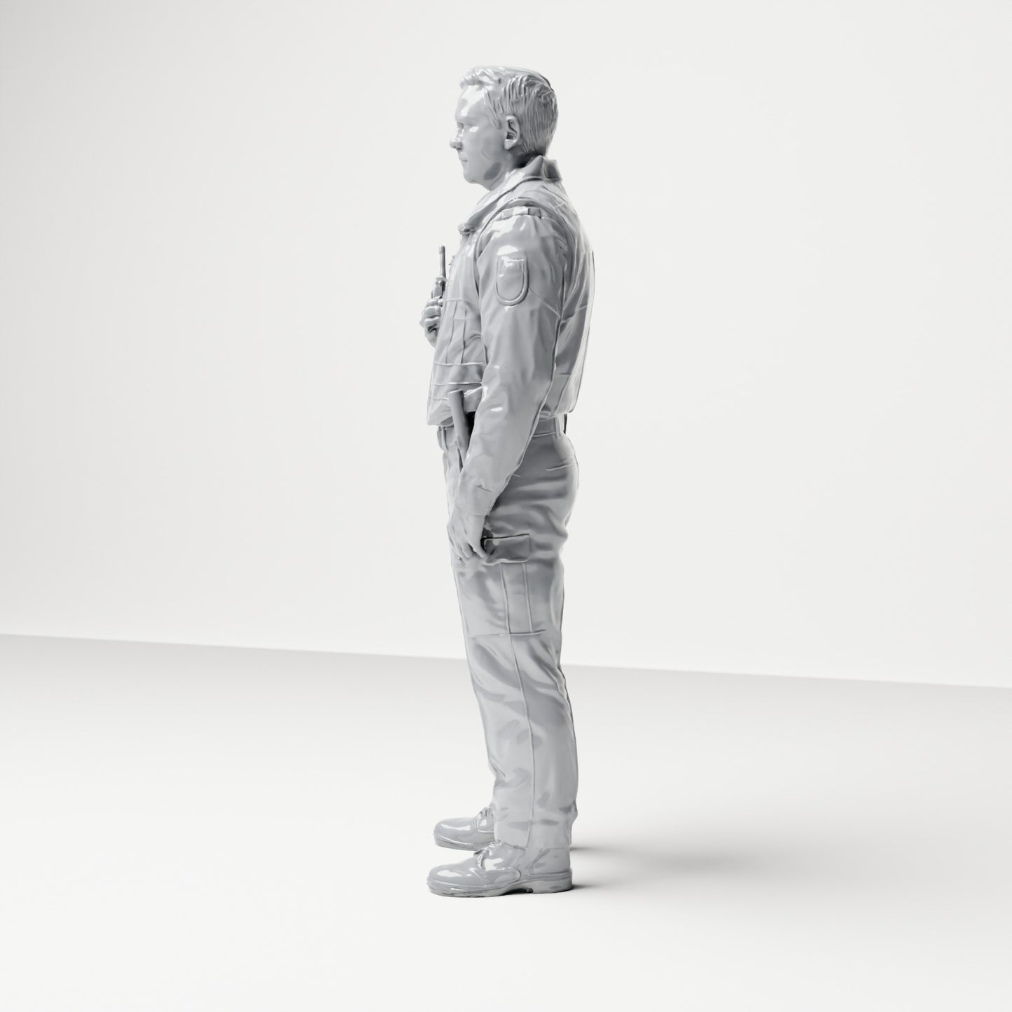 Diorama model building product photo 1: Standing figure: Policeman with radio, tactical vest & equipment belt (B023)