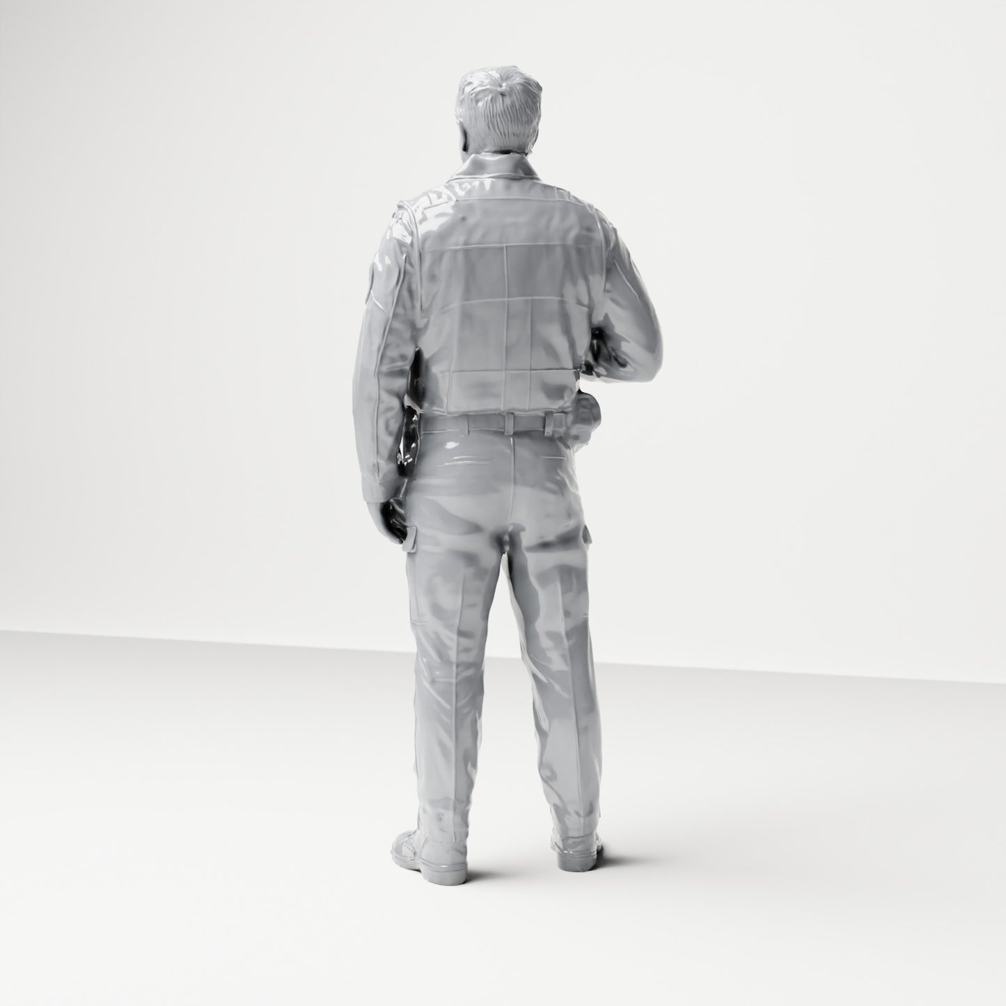 Diorama model building product photo 2: Standing figure: Policeman with radio, tactical vest & equipment belt (B023)