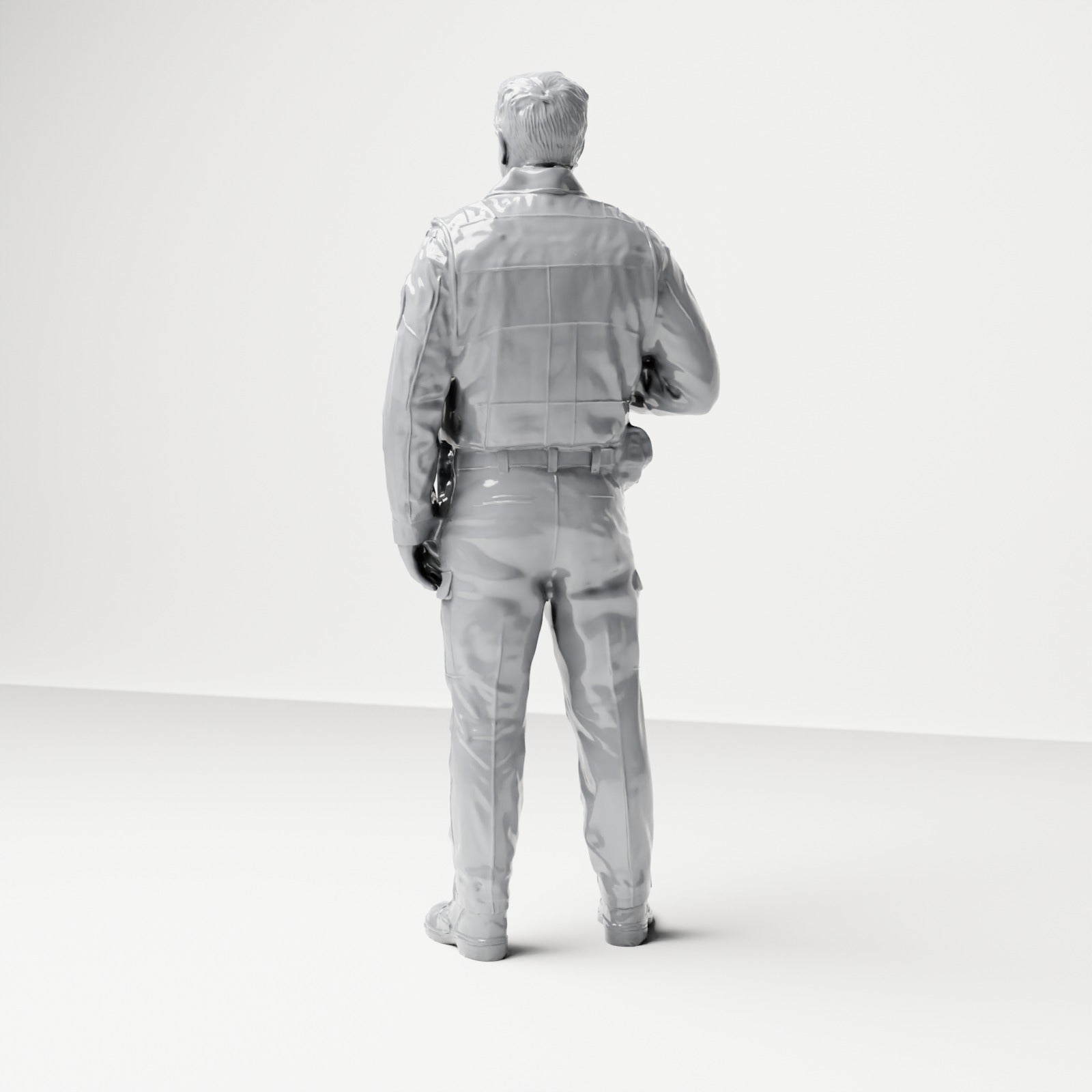 Diorama model building product photo 2: Standing figure: Policeman with radio, tactical vest & equipment belt (B023)