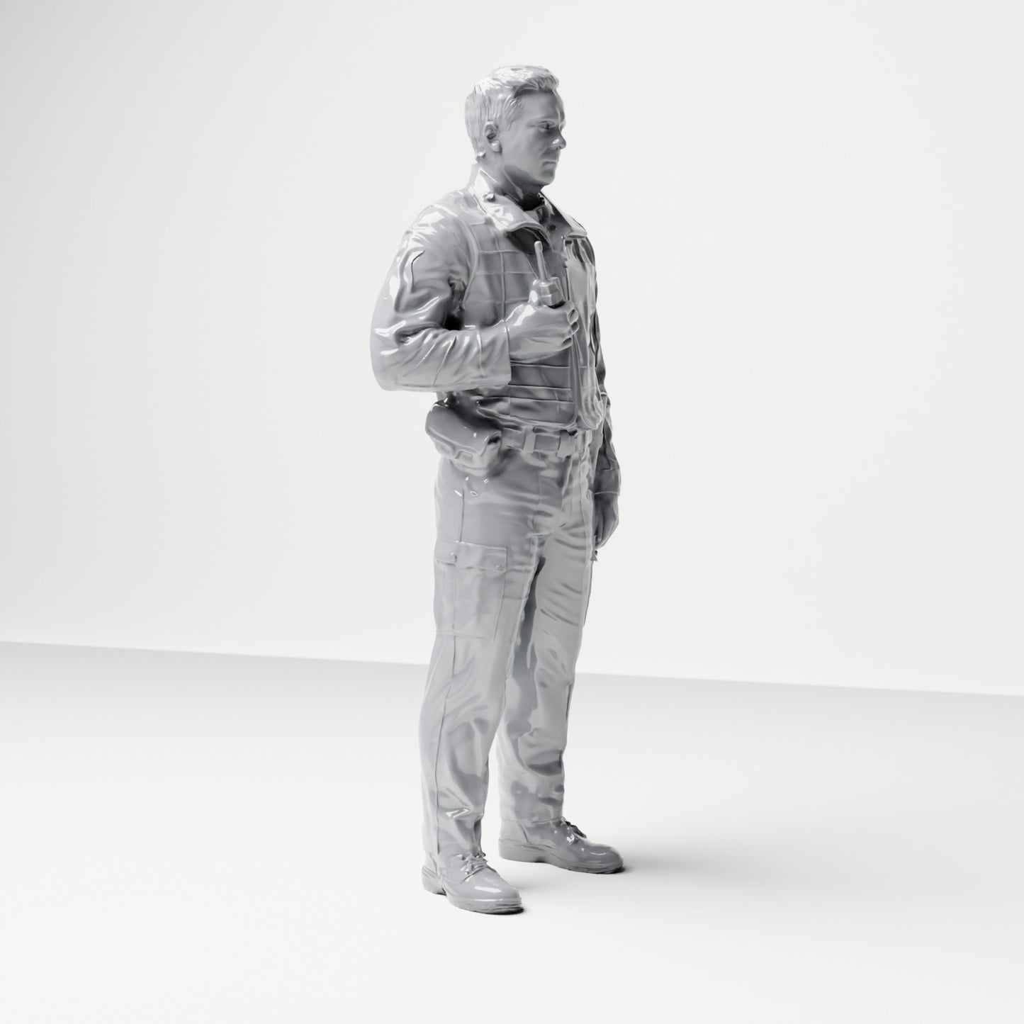 Diorama model building product photo 3: Standing figure: Policeman with radio, tactical vest & equipment belt (B023)