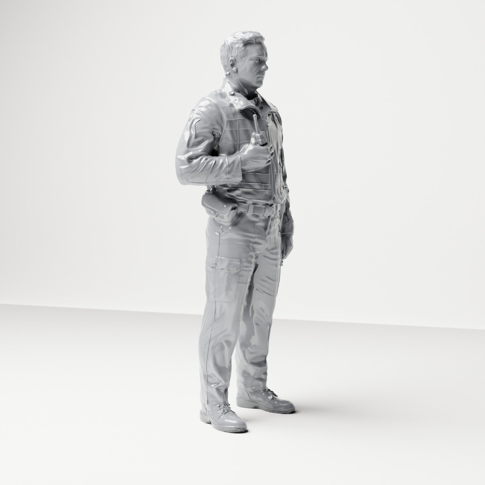 Diorama model building product photo 3: Standing figure: Policeman with radio, tactical vest & equipment belt (B023)