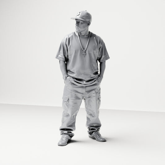 Diorama model building product photo 0: Standing figure: Passerby with cap & chain, hands in pockets (B026)