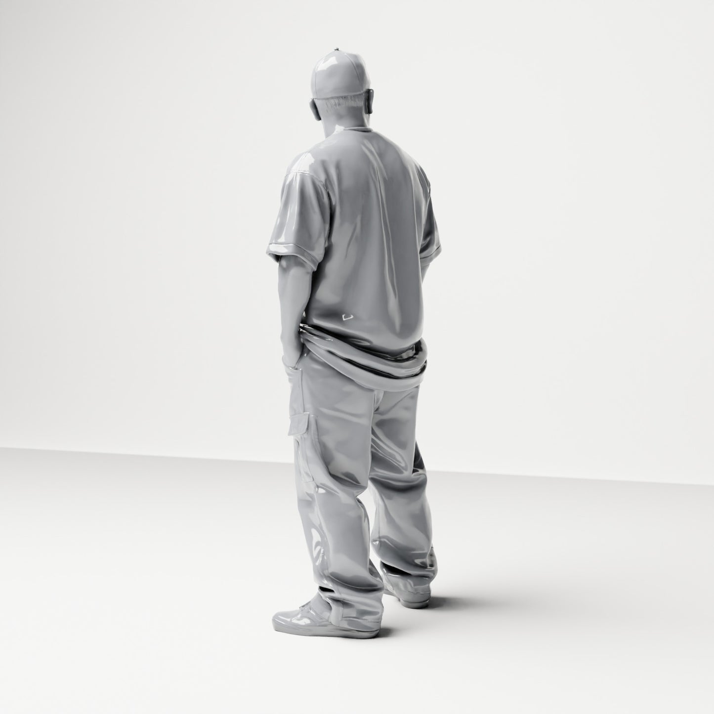 Diorama model building product photo 2: Standing figure: Passerby with cap & chain, hands in pockets (B026)