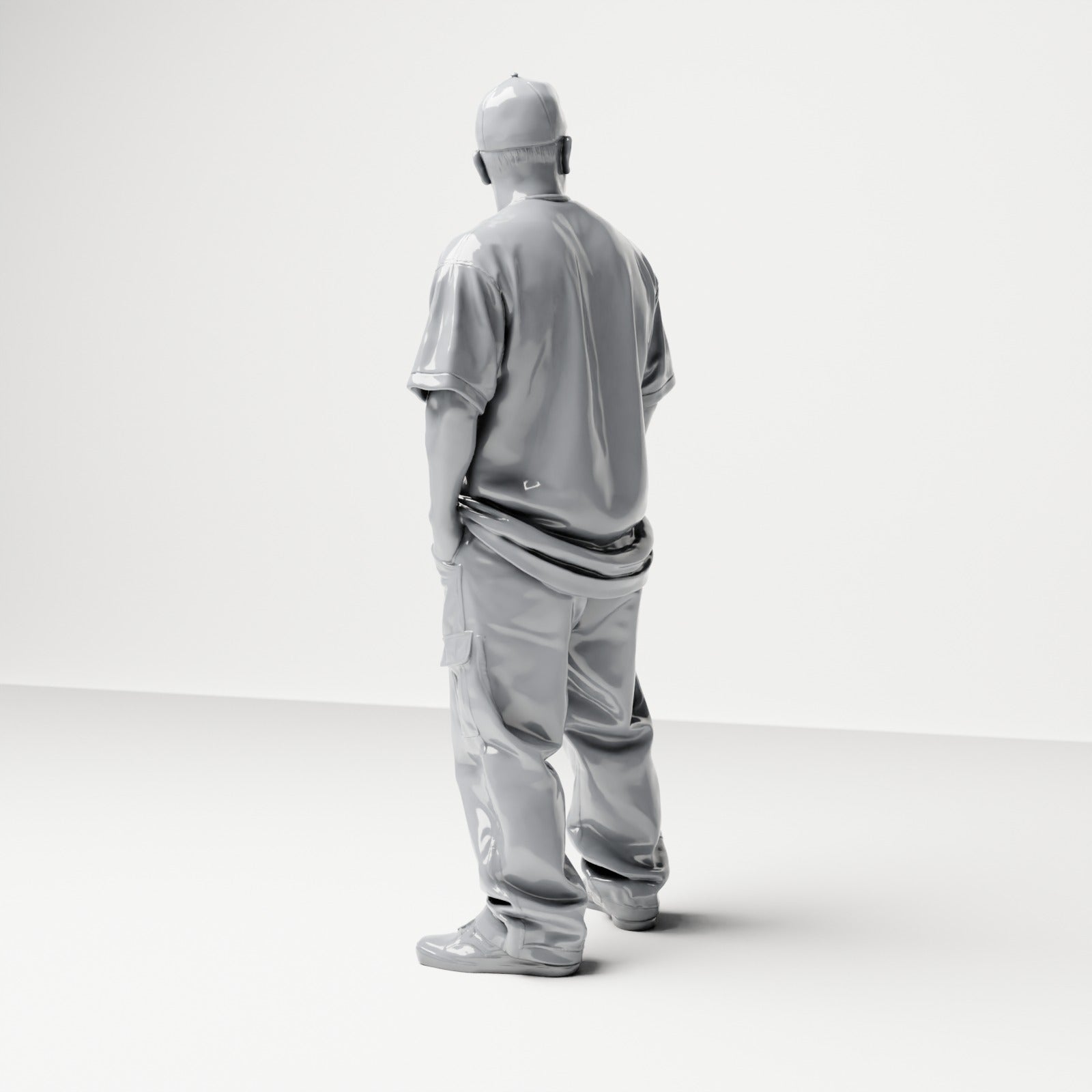 Diorama model building product photo 2: Standing figure: Passerby with cap & chain, hands in pockets (B026)
