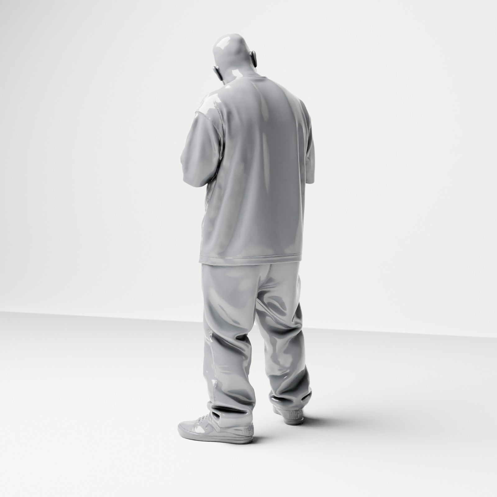 Diorama model building product photo 2: Standing figure: Man with sunglasses & chain, hands in front of chest, loose shirt & pants (B028)