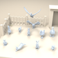 Diorama model-building product photo 2: Farm animal diorama miniatures: chickens, ducks, goose and rabbits (h0_51)