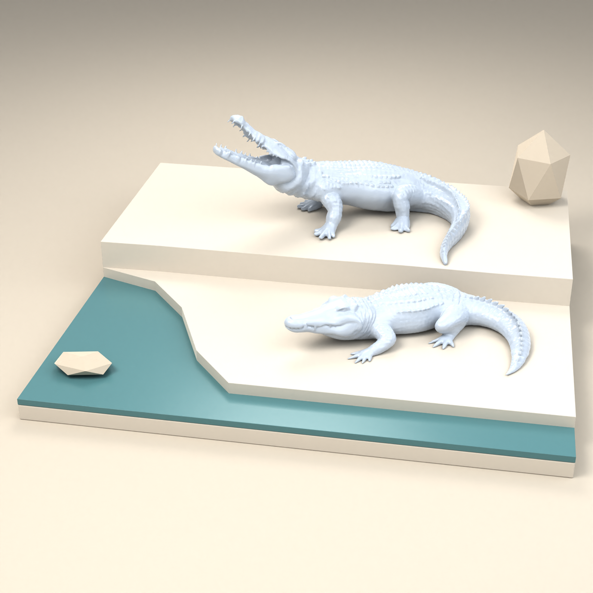 Diorama modeling product photo 2: Diorama miniature reptiles: Two crocodiles in different poses (h0_49)
