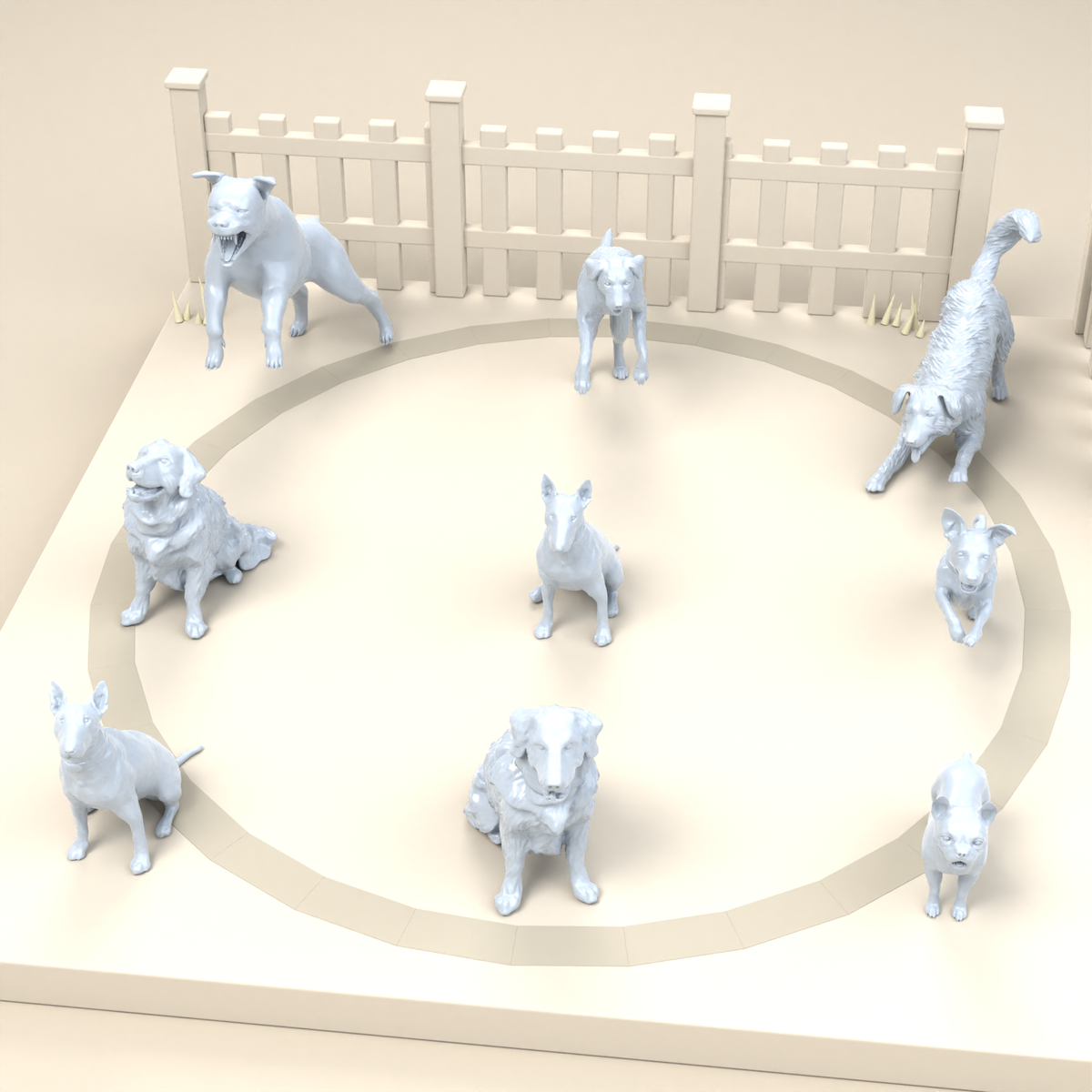 Diorama modelling product photo 2: Diorama miniature dogs: Nine dogs of different breeds and in various poses (h0_52)