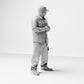 Diorama model building product photo 3: Standing figure: Man with cap & folded hands, shirt with chest pockets, cloth in pocket (B030)