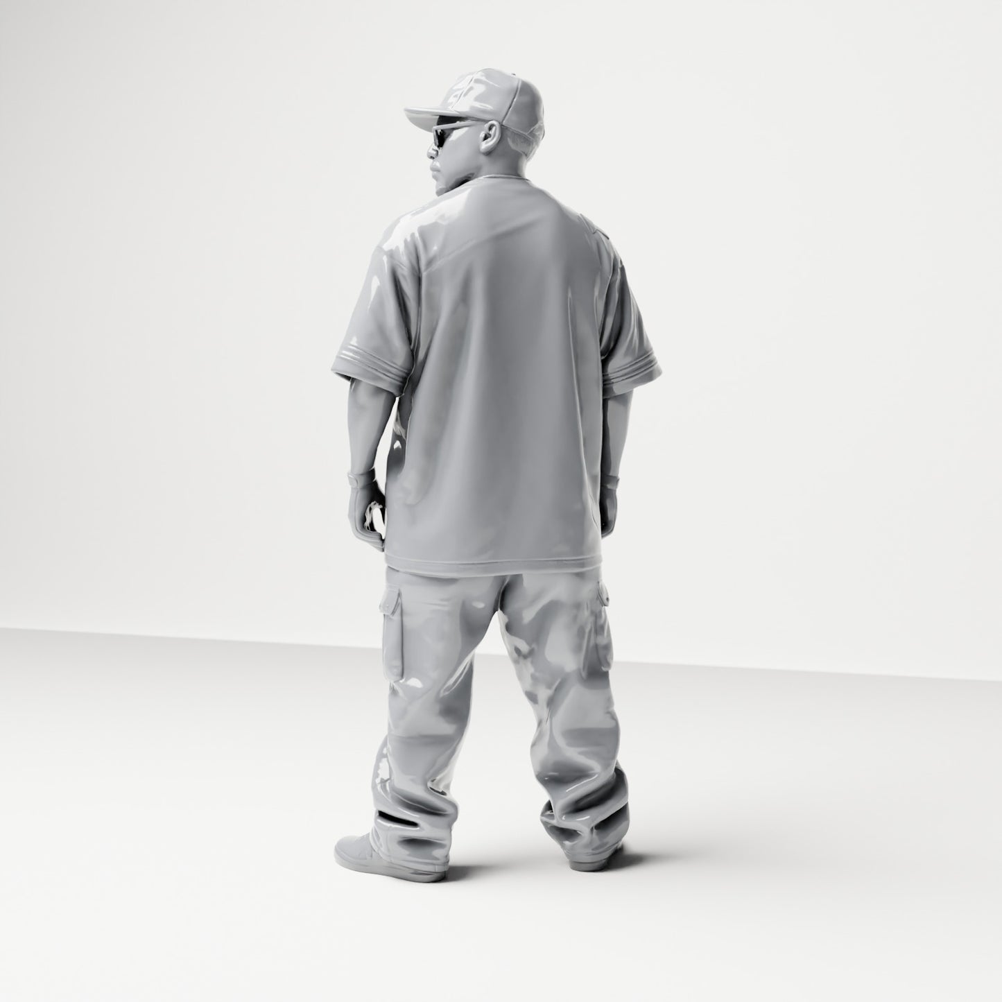 Diorama model building product photo 2: Standing figure: Streetwear man with cap, sunglasses & sports jersey 13 (B032)