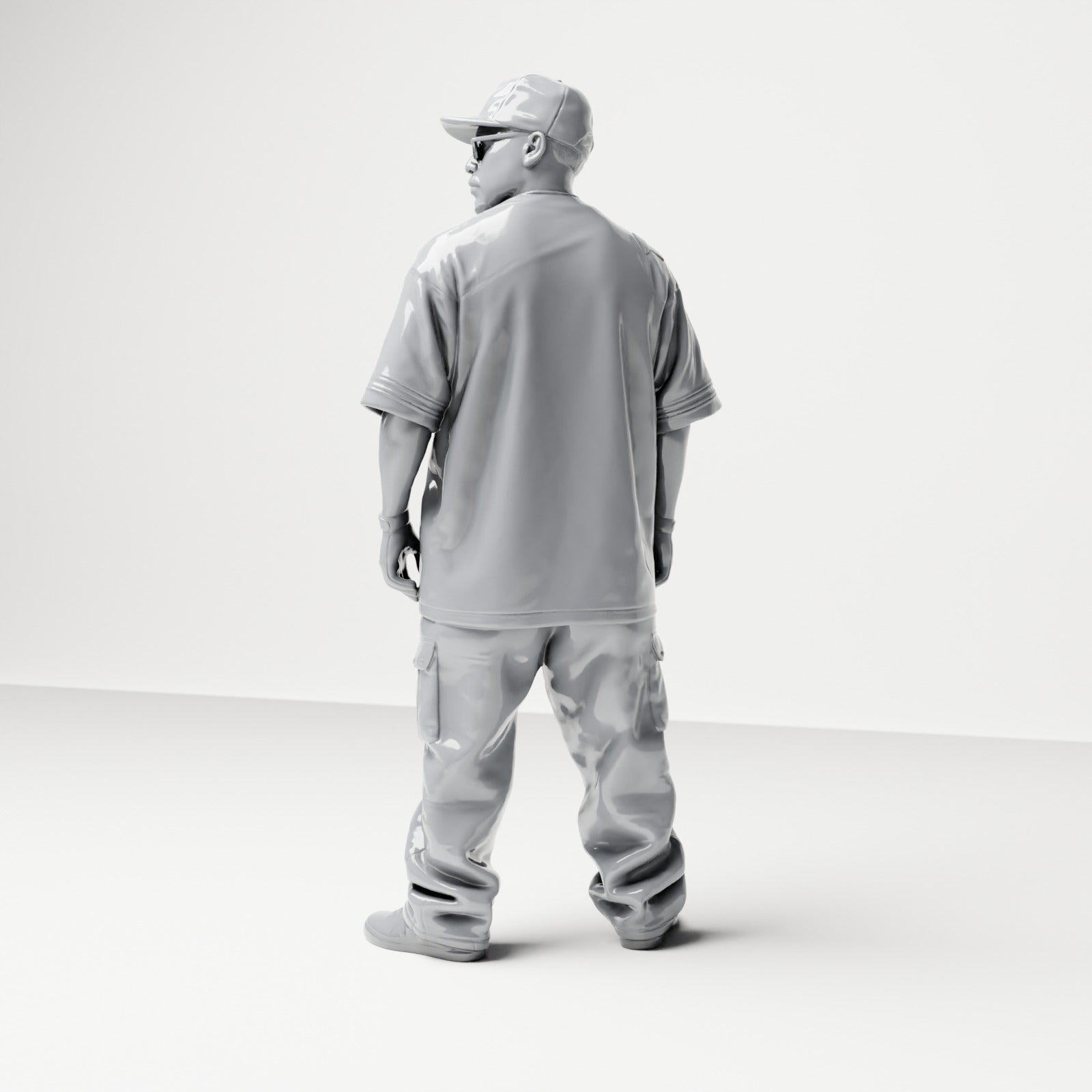 Diorama model building product photo 2: Standing figure: Streetwear man with cap, sunglasses & sports jersey 13 (B032)
