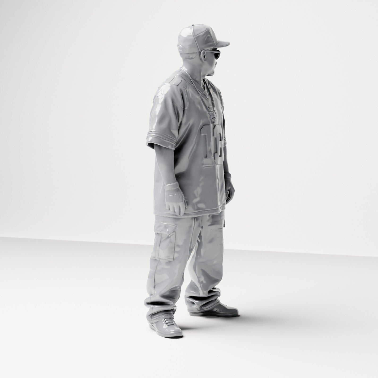 Diorama model building product photo 3: Standing figure: Streetwear man with cap, sunglasses & sports jersey 13 (B032)
