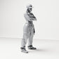 Diorama model building product photo 3: Standing figure: Person with cap, short top, wide pants & sneakers, arms crossed (B033)