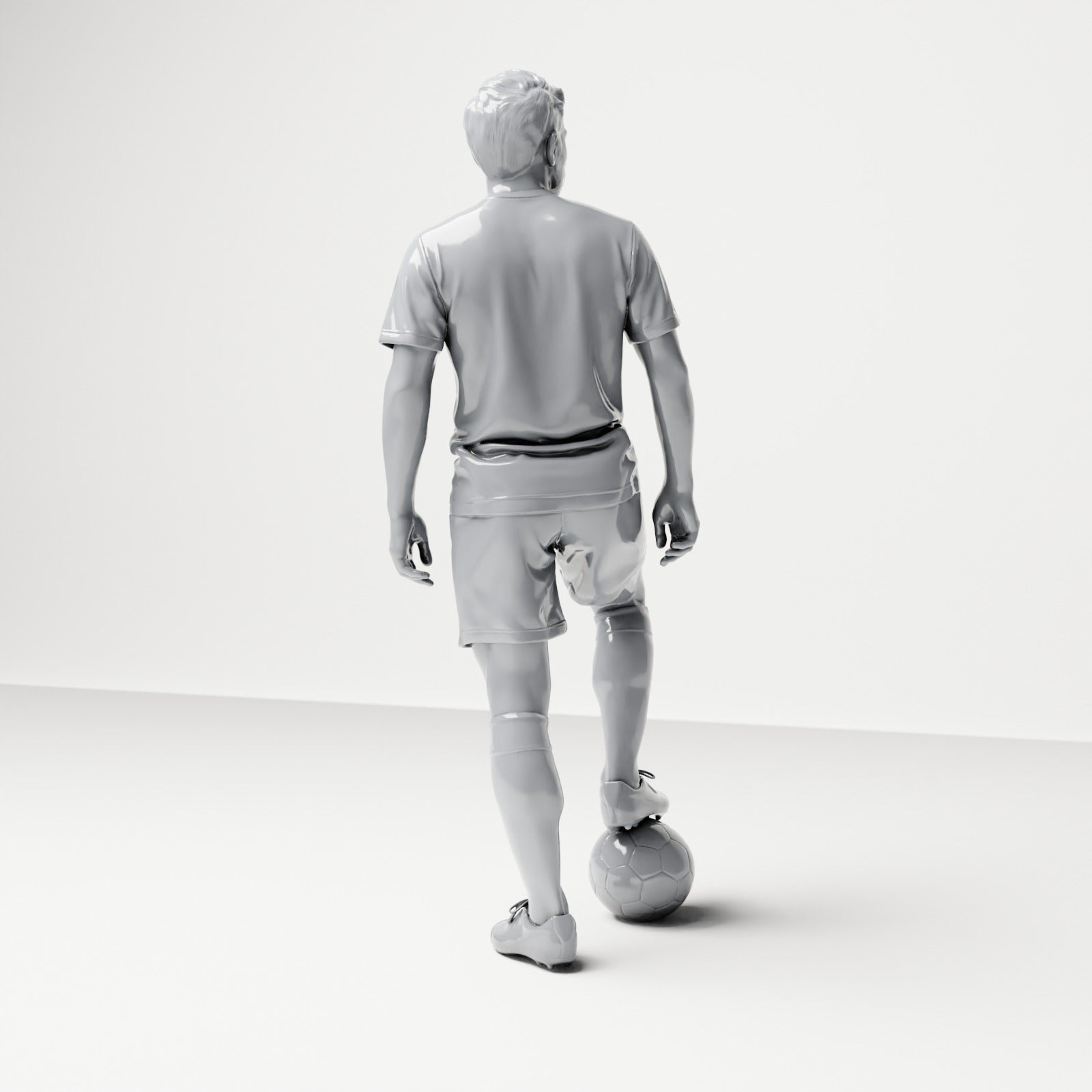 Diorama model building product photo 2: Standing figure: Soccer player with foot on ball (B035)
