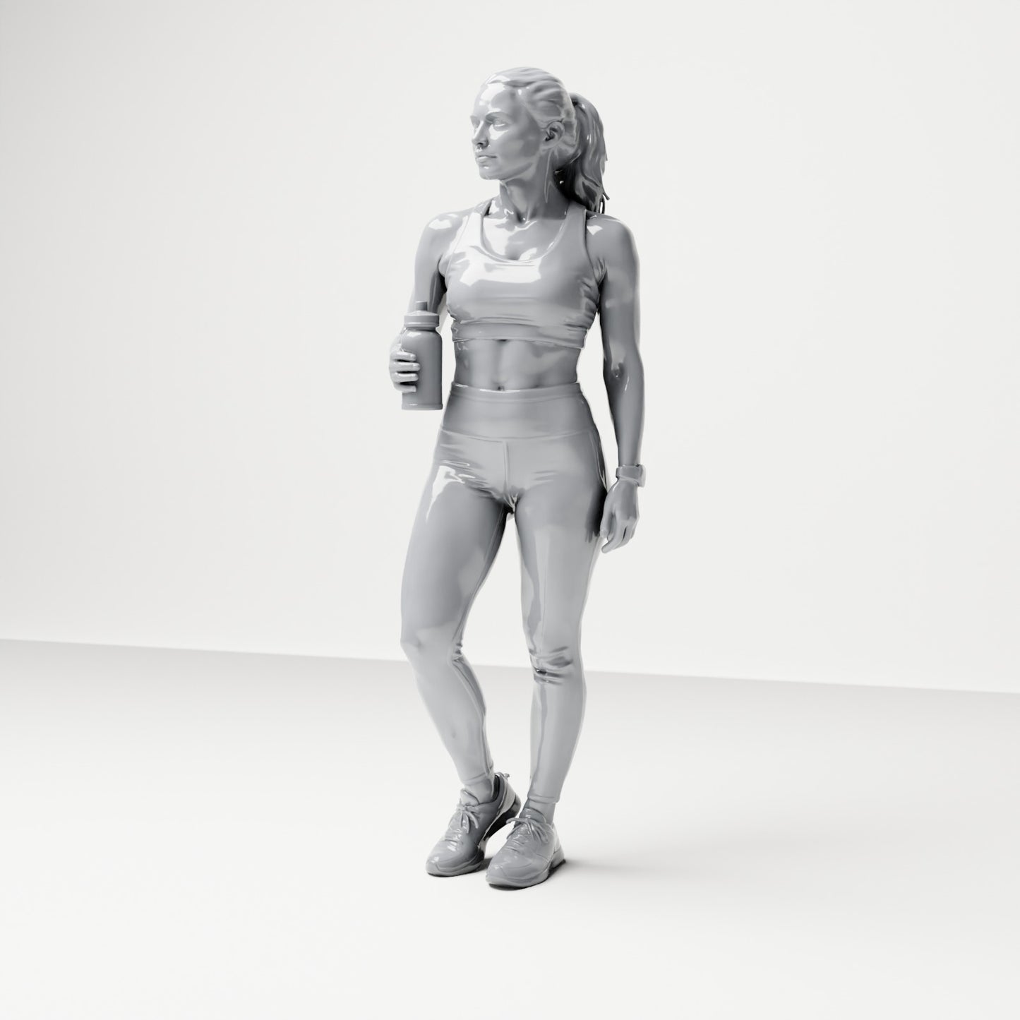 Diorama model building product photo 0: Standing figure: Athlete in training clothes with water bottle (B036)