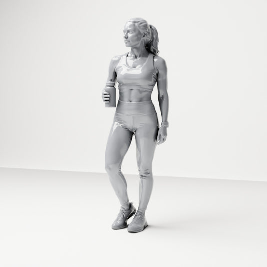 Diorama model building product photo 0: Standing figure: Athlete in training clothes with water bottle (B036)