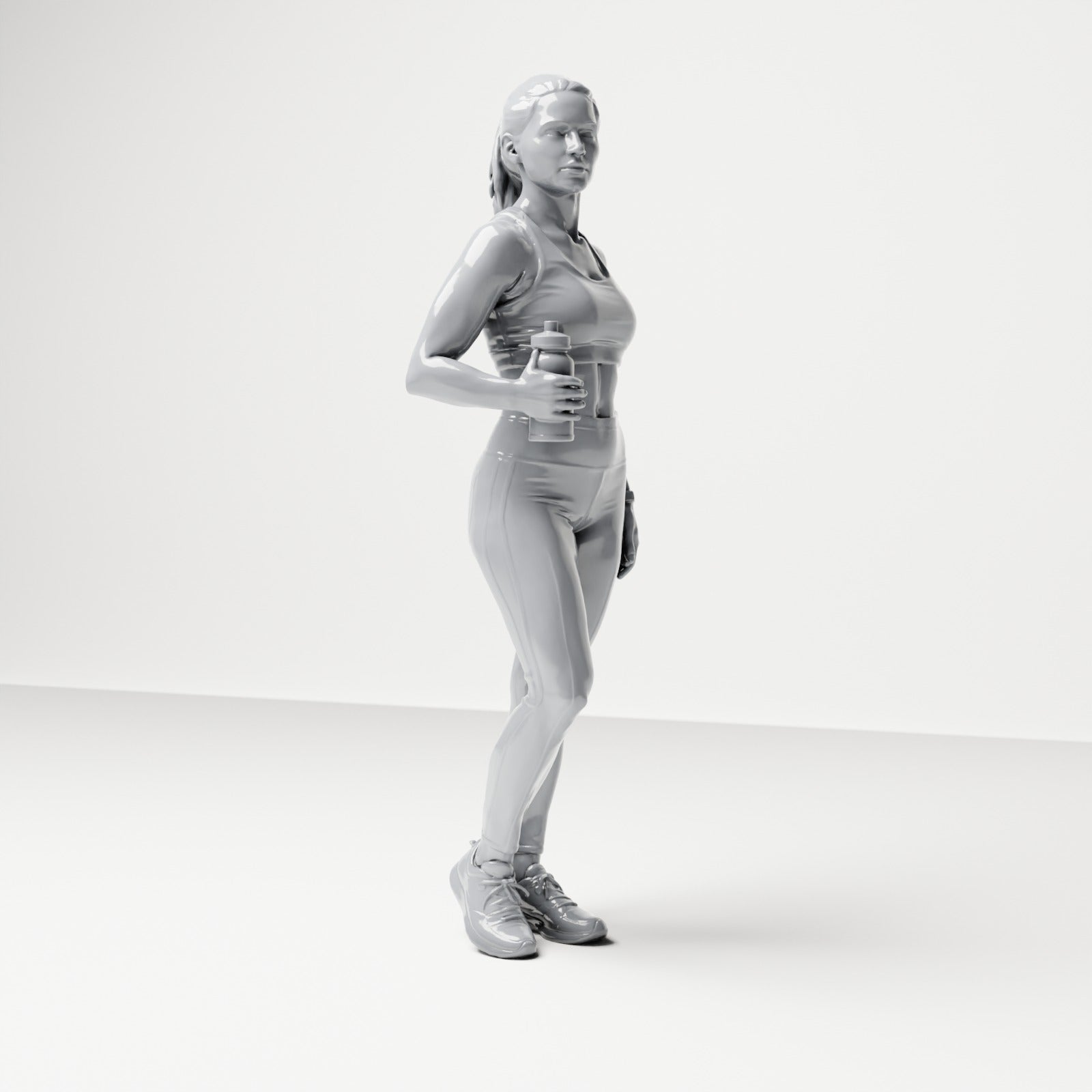 Diorama model building product photo 3: Standing figure: Athlete in training clothes with water bottle (B036)