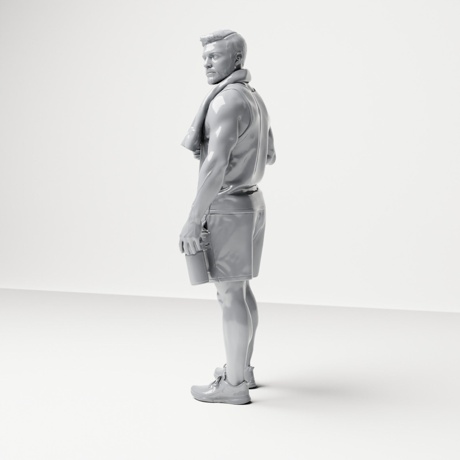 Diorama model building product photo 1: Standing figure: Athlete with towel & water bottle (B037)