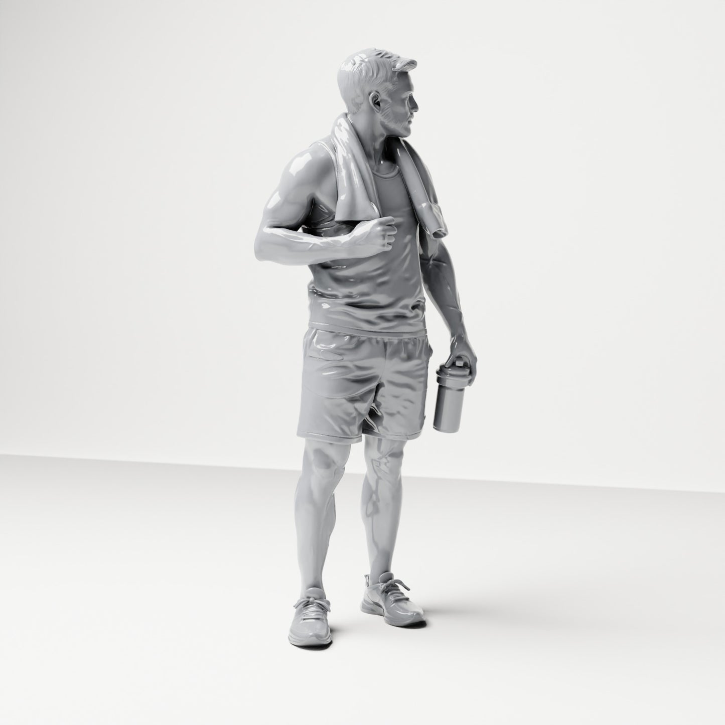 Diorama model building product photo 3: Standing figure: Athlete with towel & water bottle (B037)