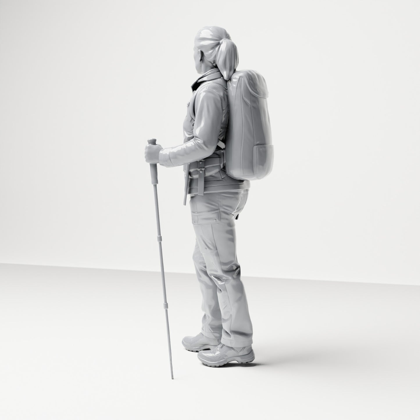 Diorama model building product photo 1: Standing figure: Wanderer with backpack & two trekking poles (B039)